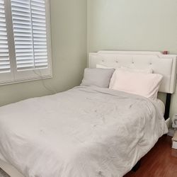 White Leather Bed Frame [Full Size]