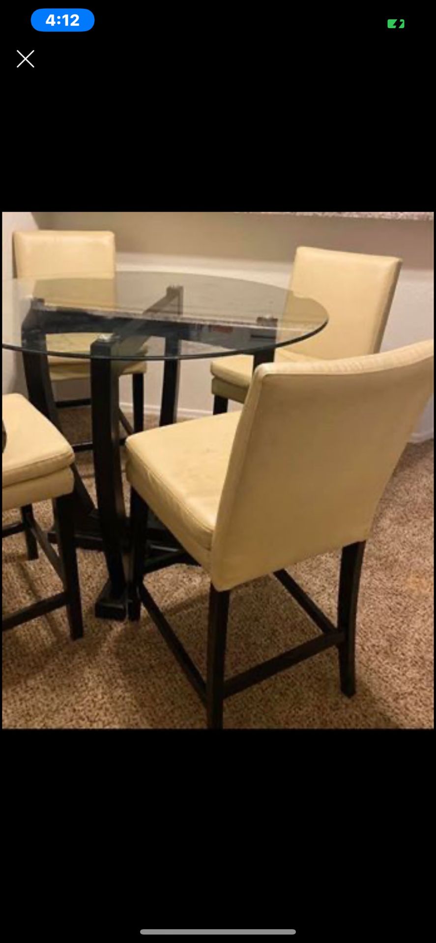 Glass dining table for 4