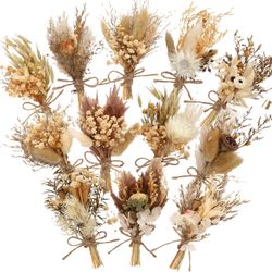 New RUSTIC 12 pcs Mini Dried Boho Flower Mini Bouquets Set