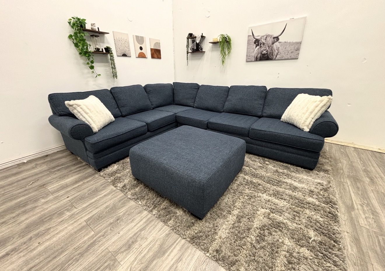 Navy Sectional Couch - Free Delivery