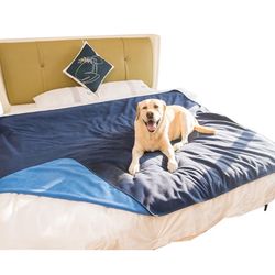 Waterproof Blanket Cover, 60"X80" Adults, Pets, Bed Couch Furniture Mattress Protector, Soft Waterproof Dog Blanket Gray, Navy Blue (Navy/Blue