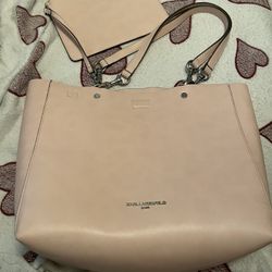 Karllagerfeld Paris Light Pink To tie And Clutch