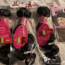 100% human hair bundles with wig cap