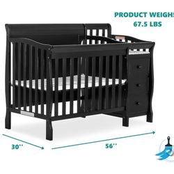 4-in-1 Mini Convertible Crib and Changing table (Black)