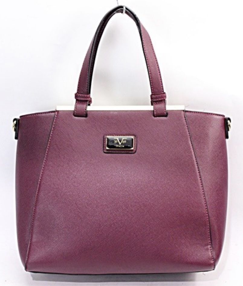 VERSACE 1969 PLUM FAUX LEATHER SATCHEL BAG