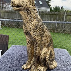 Large Sitting Leopard Statue