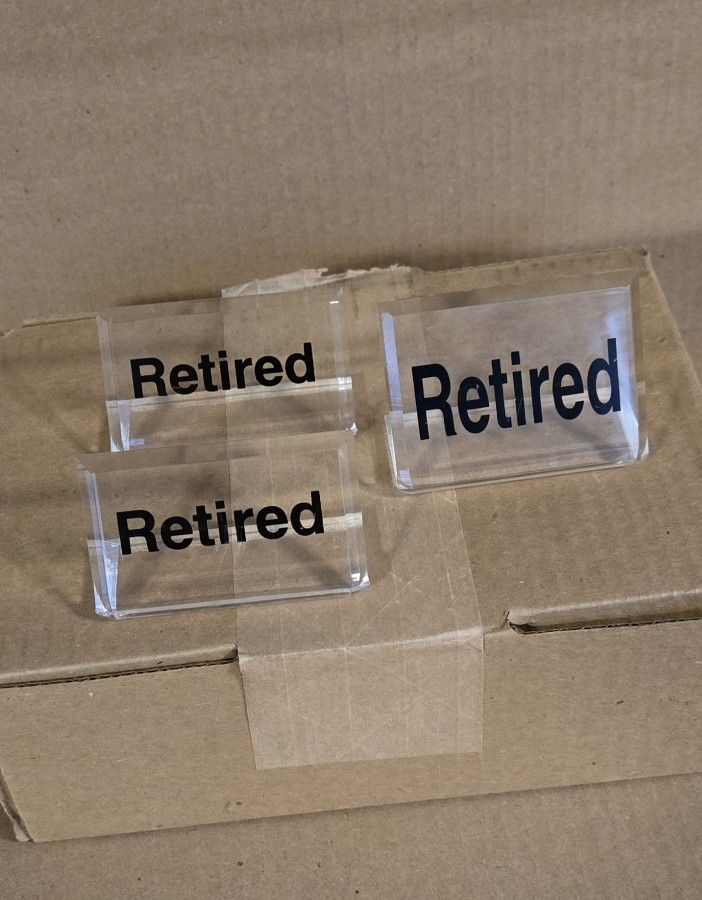 Plastic Retired Store Display Signs Lot of 3