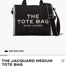 Authentic Marc Jacobs “The Tote Bag” in black jacquard (medium size). 