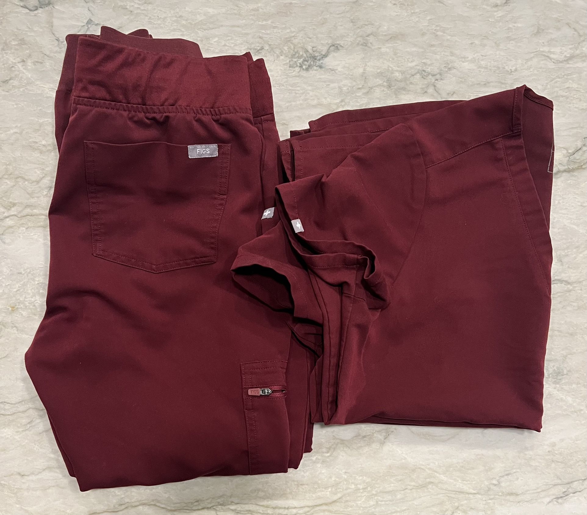 Women’s Small Figs Scrubs - 2 Sets Of Burgundy