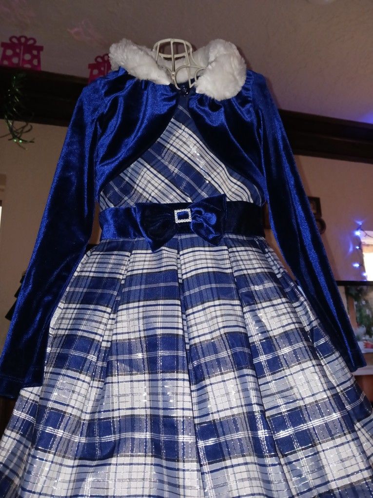 Girls Blue Holiday Dress with Jacket