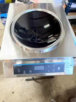 Commercial 5000W Induction Wok Cooker 220V Stainless Steel Restaurant Cooktop Heavy Duty