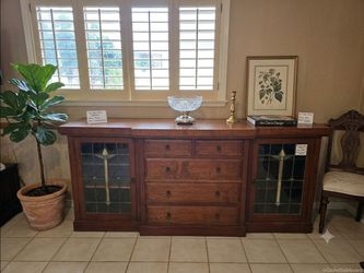 Mid Century Buffet with leaded glass