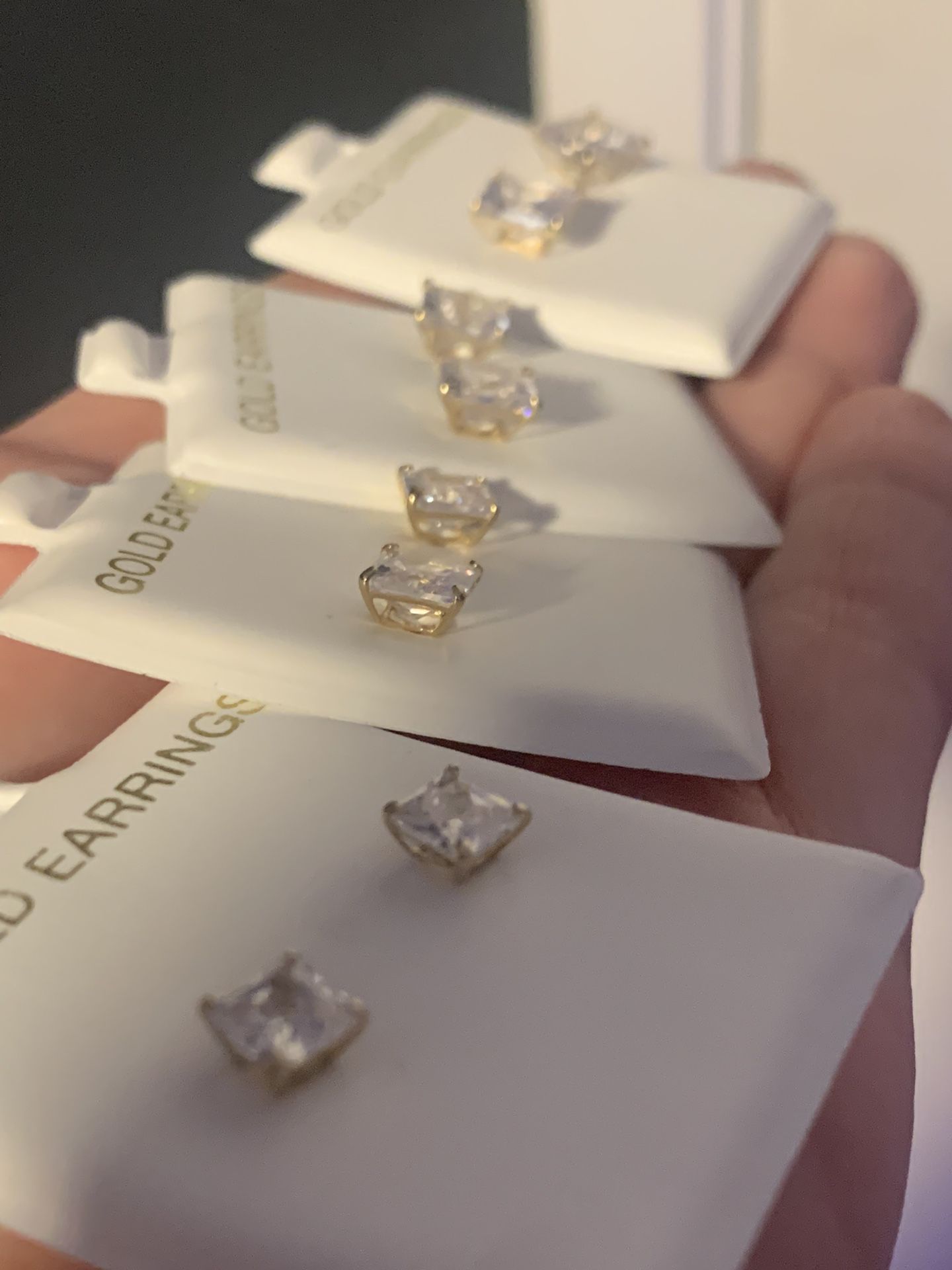 10k Gold Cz Stone Diamond Earrings 