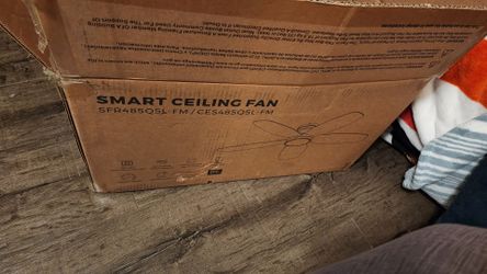 Smart 48" ceiling fan, assembled but removed, basically new with all parts