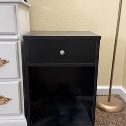Black Nightstand / Side Table with Drawer