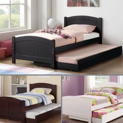 Twin Twin Black Trundle Bed With Ortho Matres!