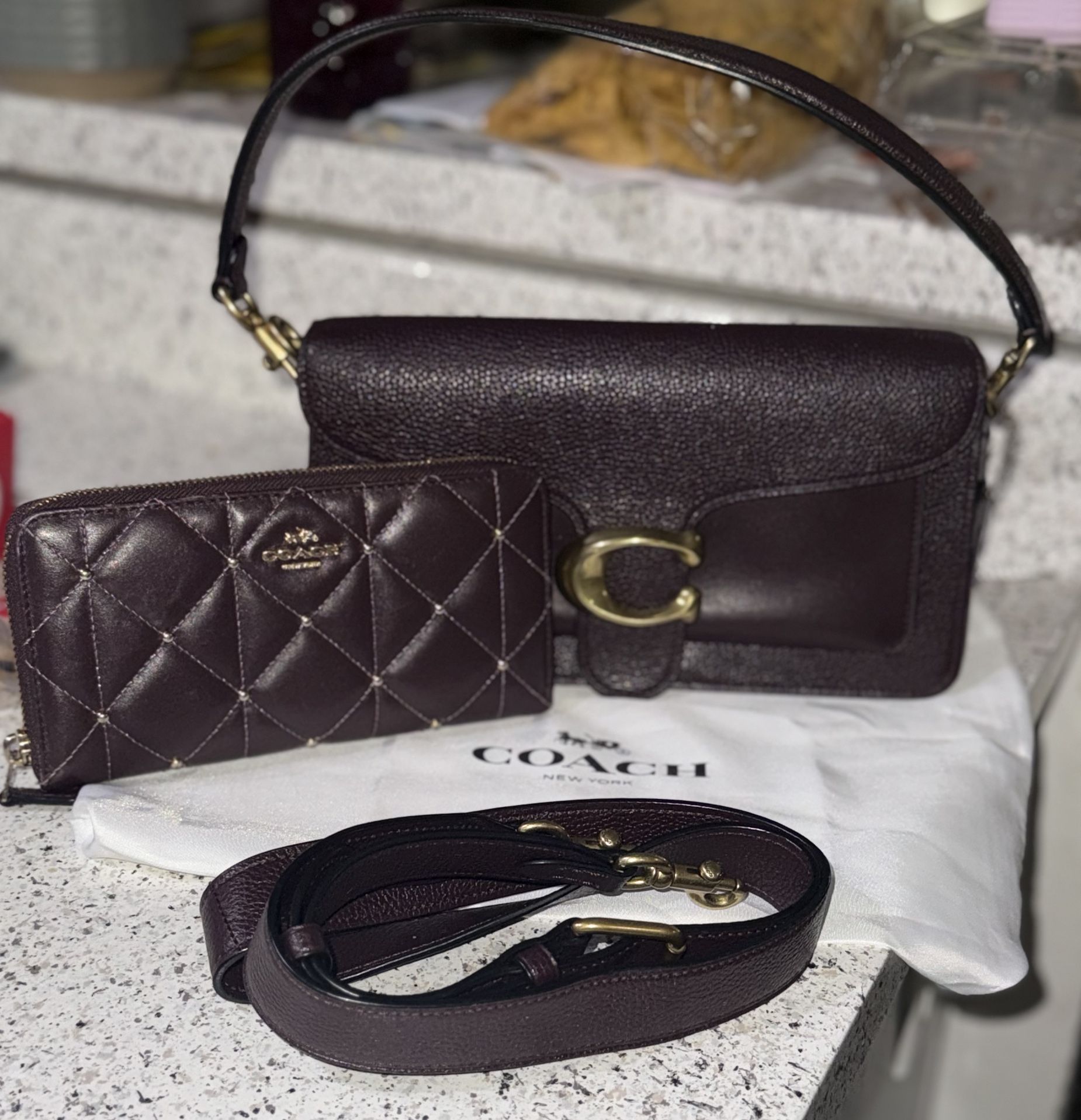 Coach Tabby 26 Shoulder Bag +Matching wallet In Oxblood