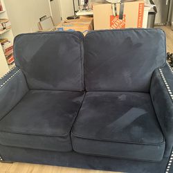 Blue suede couch set