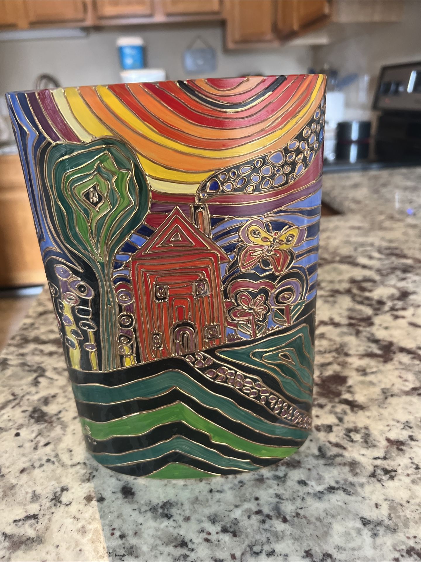 Painted Vase With Real Gold