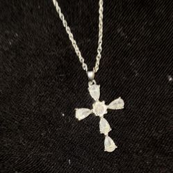 Diamond Silver Cross Chain (2.1ct) 