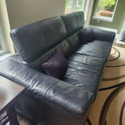 Dania Black Leather Sofa