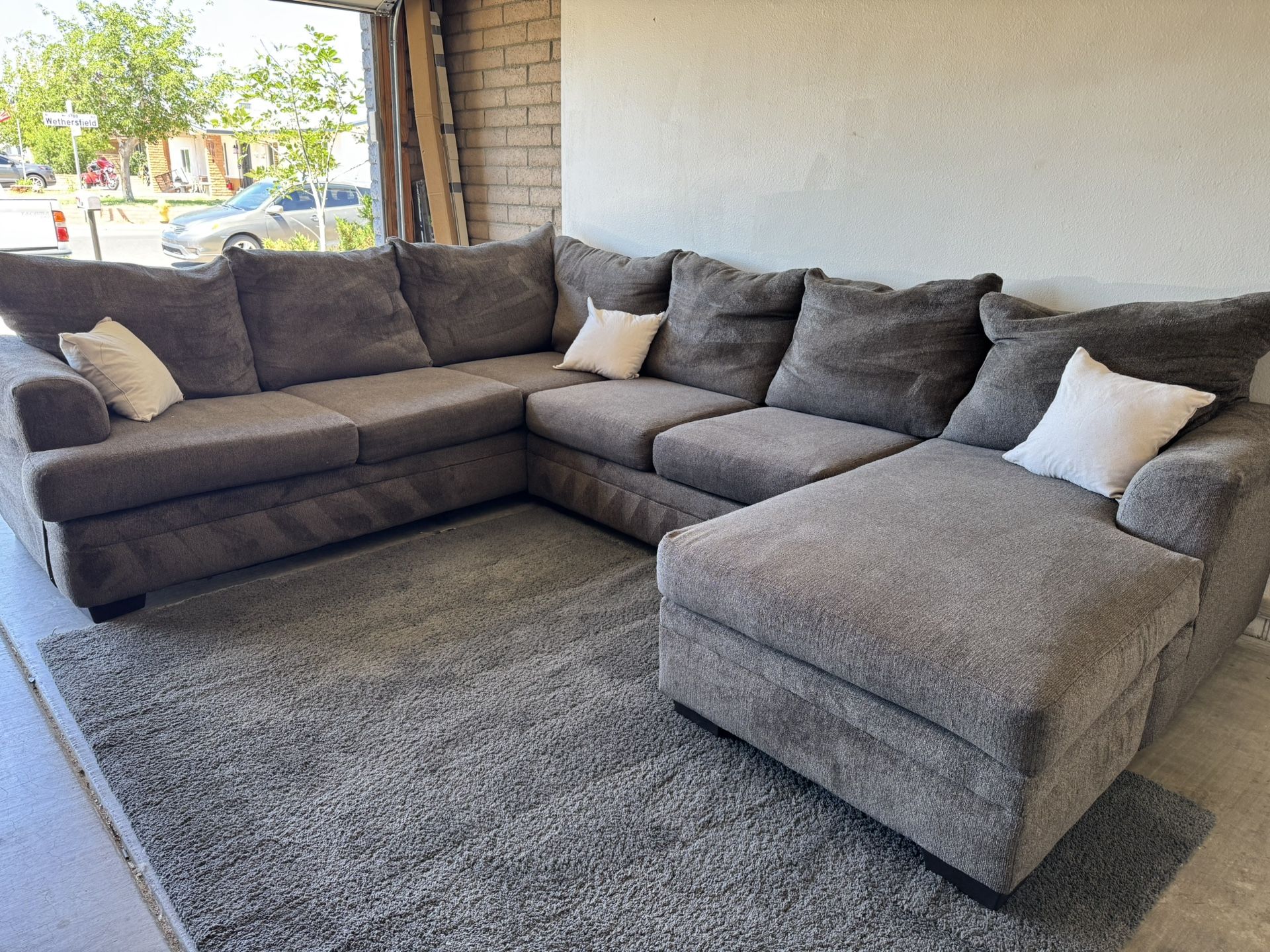 Gray Sectional Sofa Couch Sala