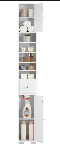 Tall White Bathroom Storage Cabinet