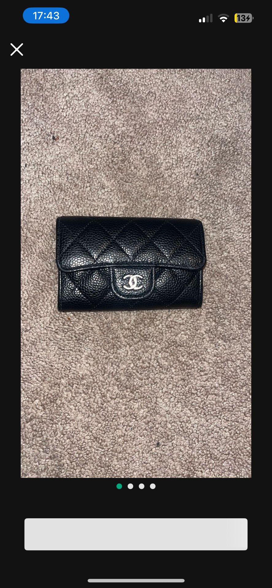 Chanel Classic Flap Card Holder Wallet Black Caviar with Silver Hardware