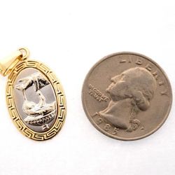 Religious Multi Tone 14K Yellow and White Gold Pendant Charm #23039