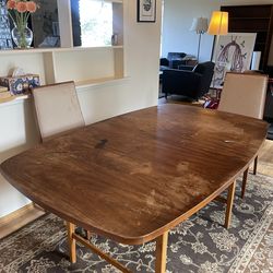 MCM Dining Table & 6 Chairs set - plus 3 leaves