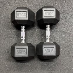 Rubber Hex Dumbbell Pair 50lbs. NEW