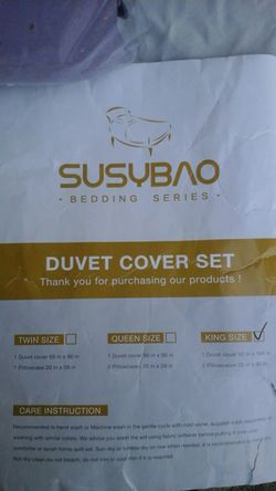 Susybao Bedding Series 3 pc Duvet Cover Set King size light Purple in color