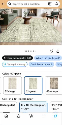 Valenrug 8x10 Washable Area Rug – Green