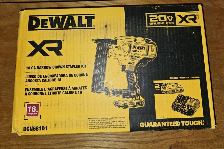 DEWALT
20V MAX XR Lithium-Ion Cordless 18-Gauge Narrow Crown Stapler Kit with 2.0Ah Battery, Charger and Contractor Bag