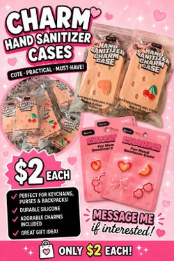 Charm hand sanitizer cases and charms
