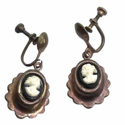 Antique Cameo Screwback Dangling Earrings