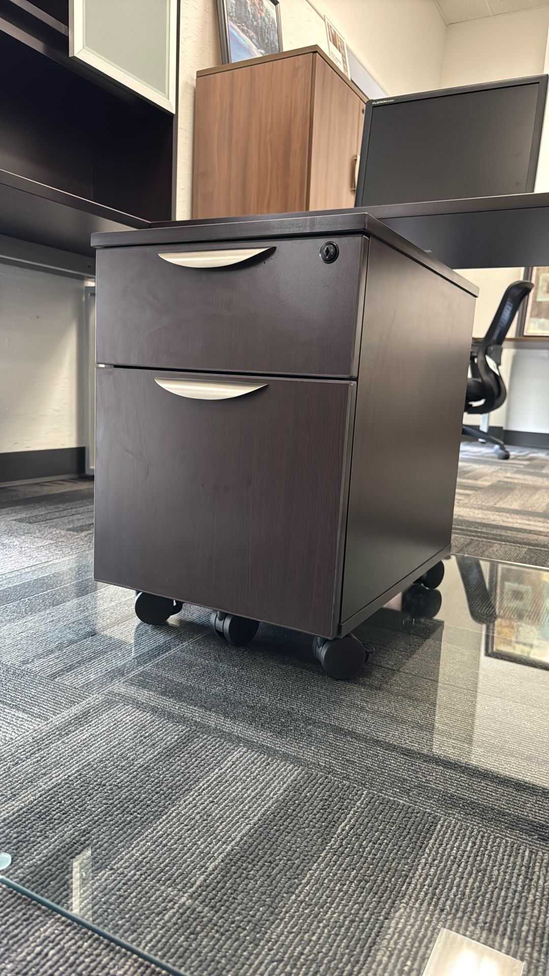 Mobile Two Drawer Locking File Cabinet