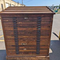 Hamilton wood type case cabinet