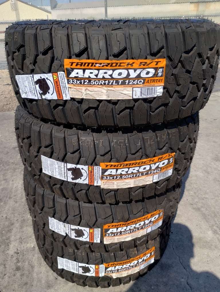Tires New LT 33x12.50R17 Arroyo Tamarock RT $790×4 Install Mount And Balance