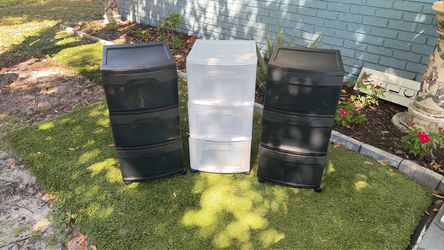 3-Drawer Plastic Storage Carts – Set of 3