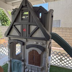 2 Story Playhouse with Long Slide