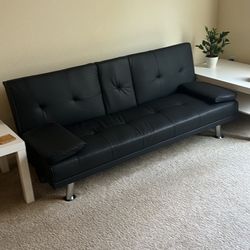 66" Wide Faux Leather Tufted Back Sleeper by Orren Ellis