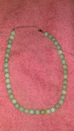 Jade Necklace with Silver Clasp