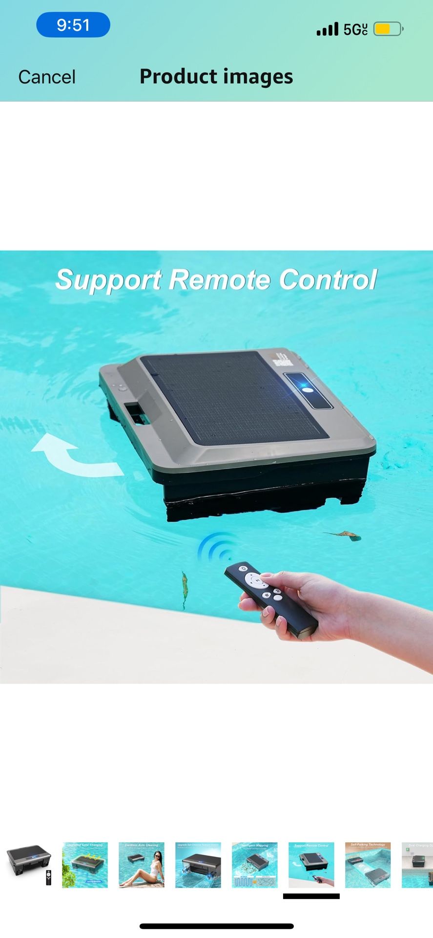 2025 Upgraded Pool Skimmer Robot Solar Powered Robotic Surface Cleaner with Remote Control Dual Charging Options Smart Obstacle Avoidance 12 Hours Con
