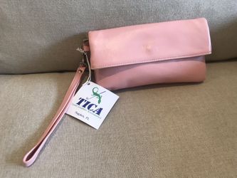 Tica Pink Leather Clutch Purse