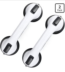 Grab Bars for Bathtubs and Showers, 2 Pack Shower Handle 12 Inch Strong Suction Shower Bar, Safety Bars for Shower Chair, Bathroom Grab Bar for Senior
