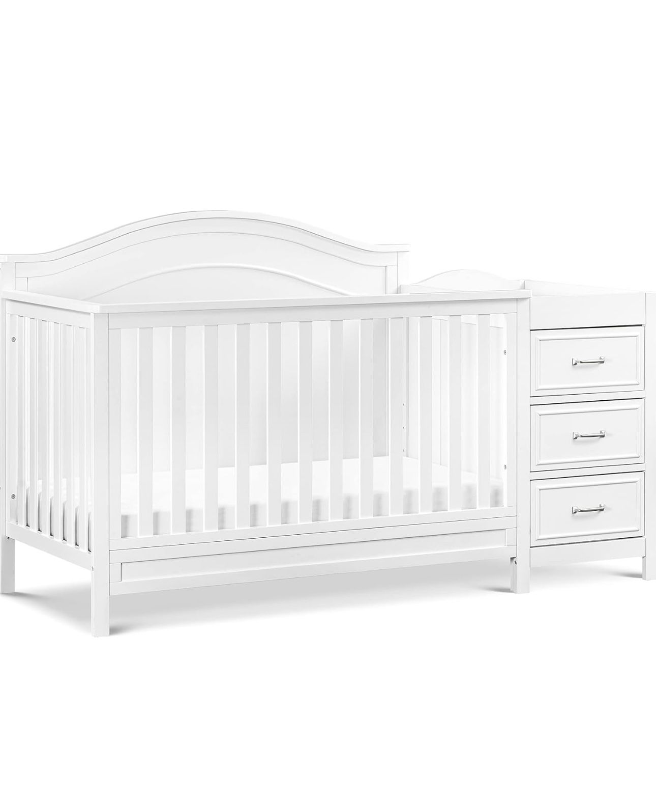 Davinci Charlie 4-in-1 Convertible Mini Crib and Changer Combo in White, Greenguard Gold Certified
