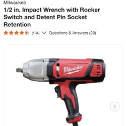Milwaukee 1/2 in. Impact Wrench with Rocker Switch and Detent Pin Socket Retention