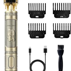 Cordless Hair & Beard Trimmer with 4 Guide Combs,Rechargeable T-Blade Hair Edgers Hair Clippers for Zero Gapped Haircut,Professional Electric Hair Tri