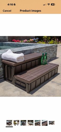 XtremepowerUS Universal 2 Slip-Resistant Spa & Hot Tub Step Outdoor Indoor Stool Pool Ladder Compartment Spa Step 36" Inches Long with Storage,   37 $